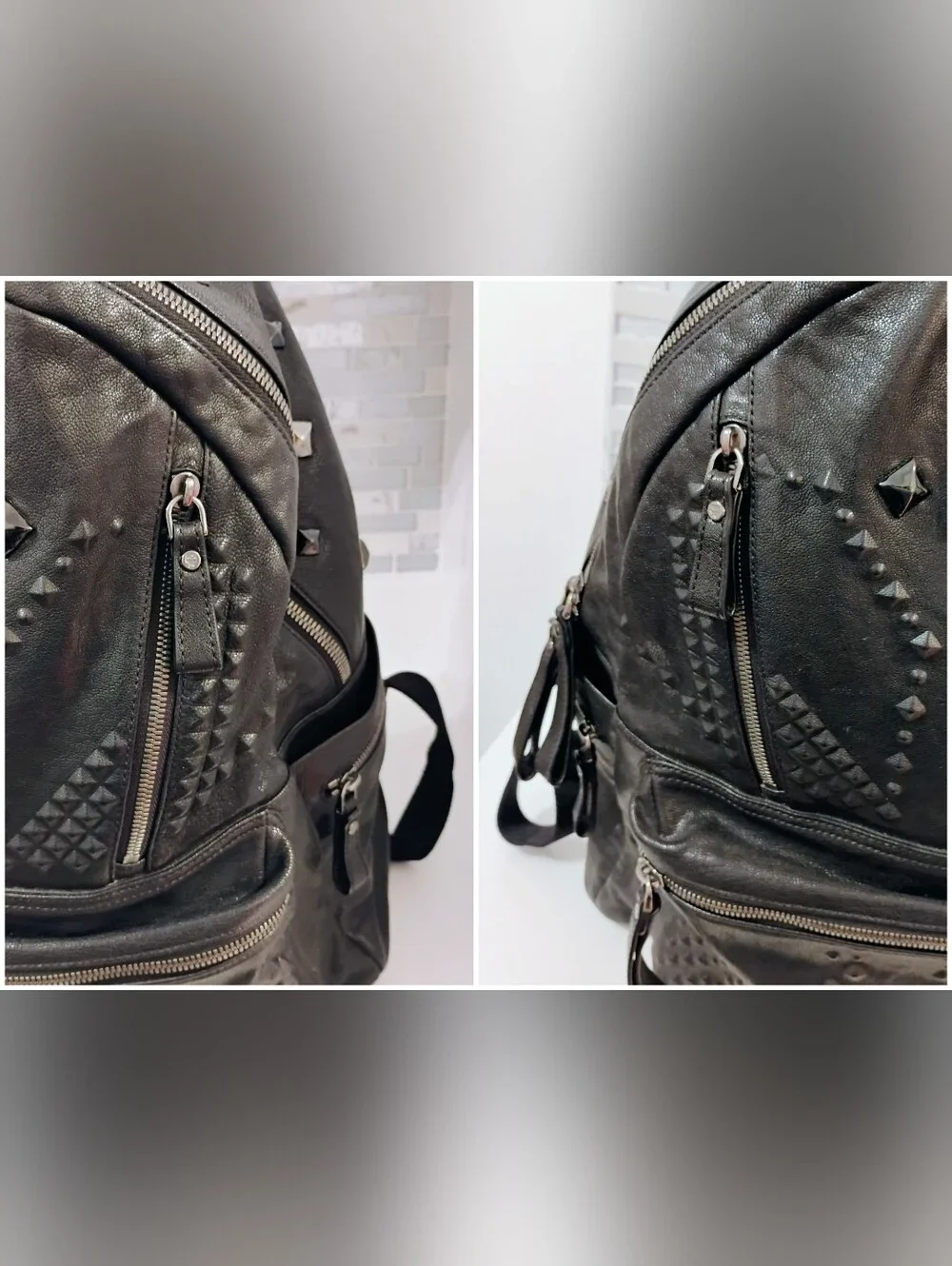 EUC MCM Studded Leather Backpack - Black